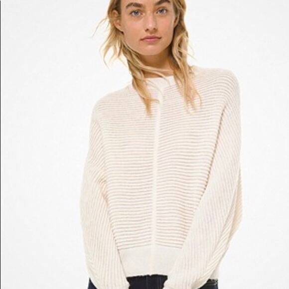 Michael Kors Ottoman Knit Neutral Ecru Dolman-sleeve Sweater size Small - Picture 1 of 7